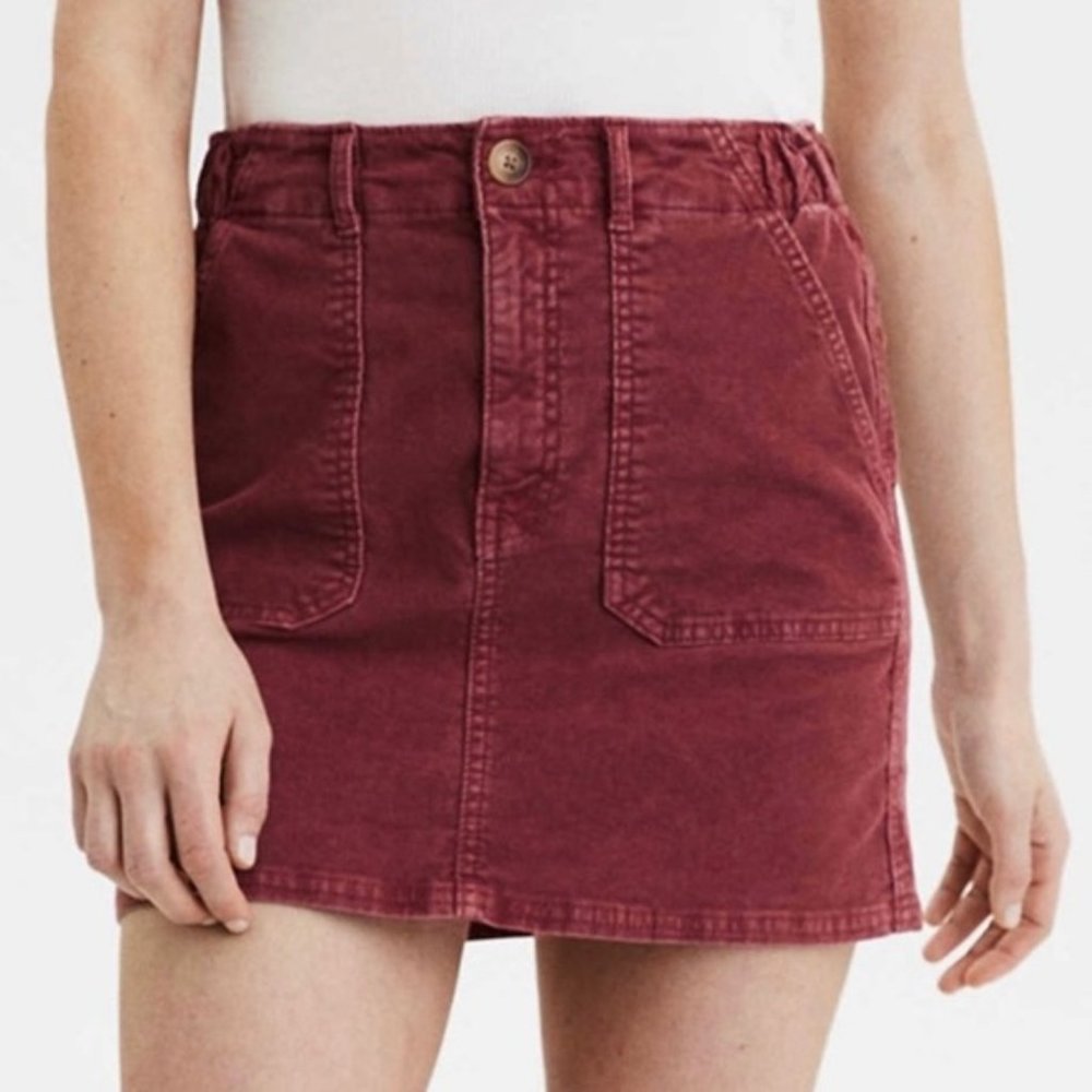 American Eagle Red Corduroy Skirt